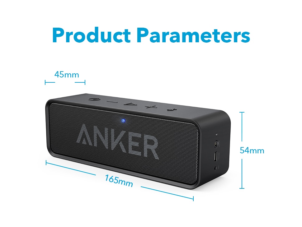 Anker Soundcore Portable Wireless Bluetooth Speaker with Dual-Driver Rich Bass 24h Playtime 66 ft Bluetooth Range & Built-in Mic