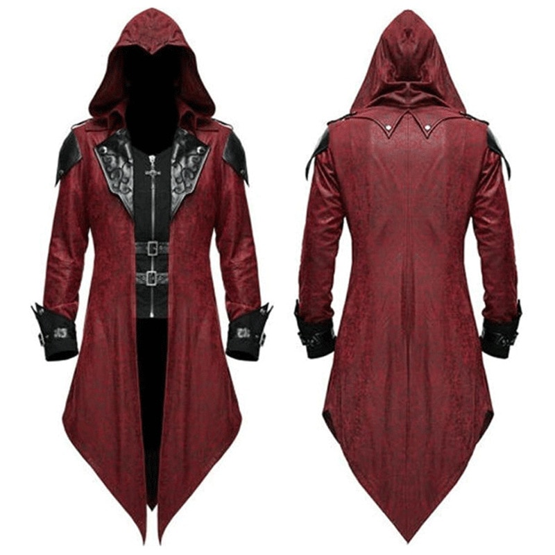 Red Medieval Renaissance Gothic Tailcoat Cosplay Costume